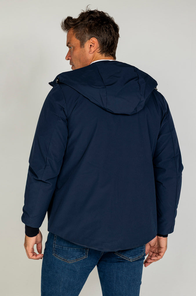 Parka Técnica Con Capucha Marino