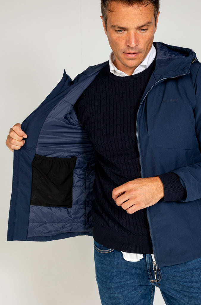 Parka Técnica Con Capucha Marino