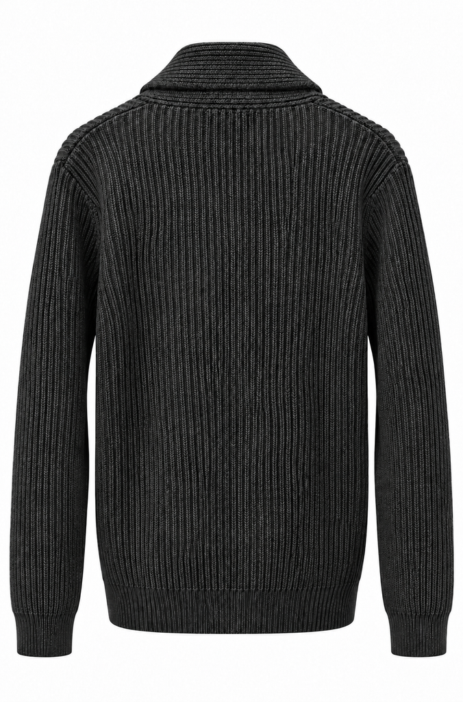 Chaqueta punto canalé botones gris marengo