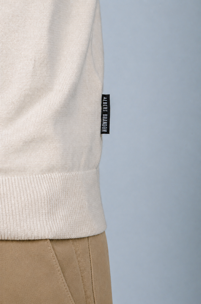 Jersey Liso básico Cuello Caja Crema