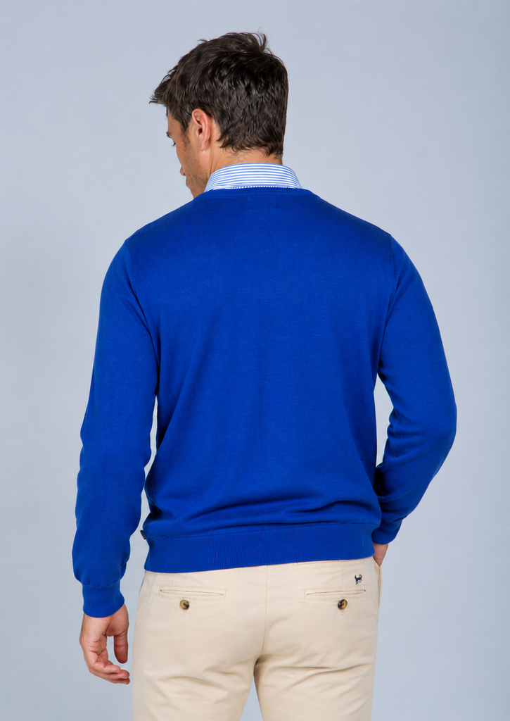 Jersey Liso Básico Cuello Caja Índigo