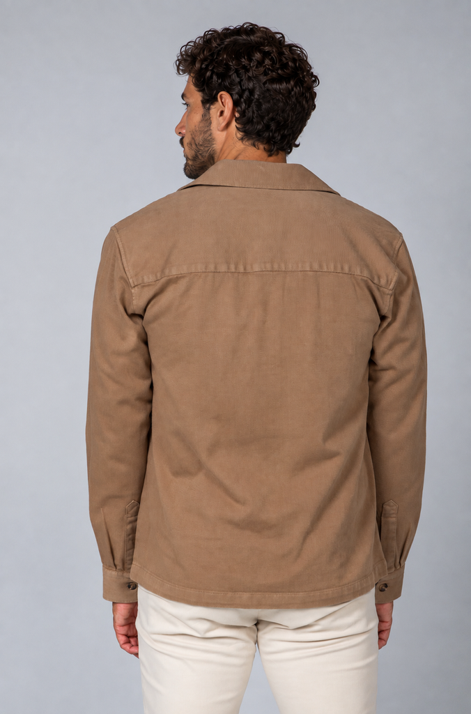 Sobrecamisa Sarga Tintada Marrón Medio