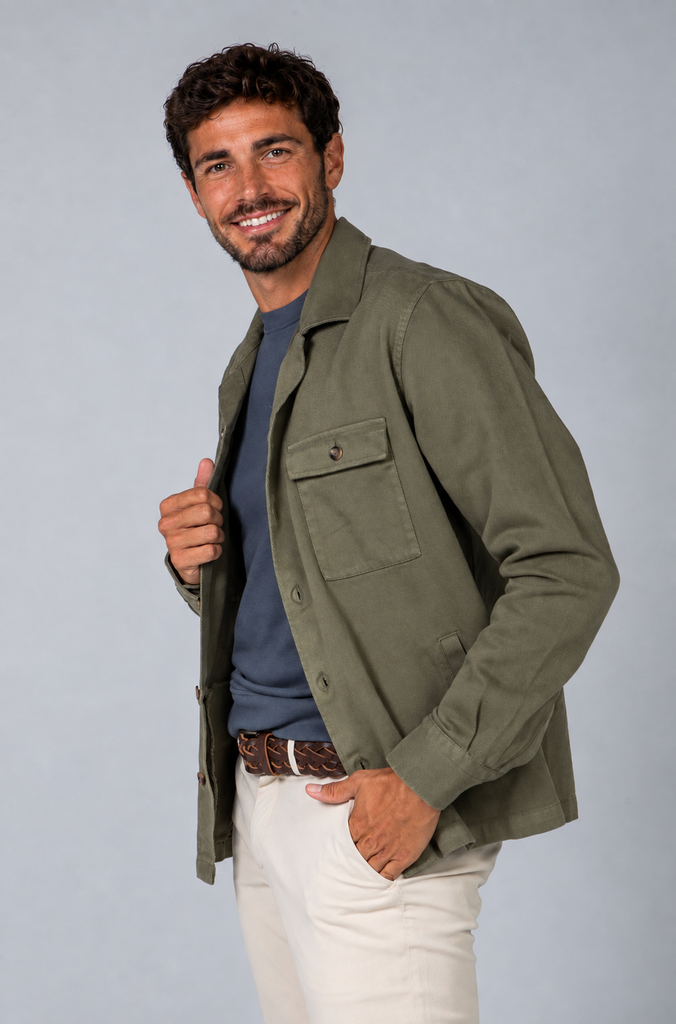 Sobrecamisa Sarga Tintada Verde