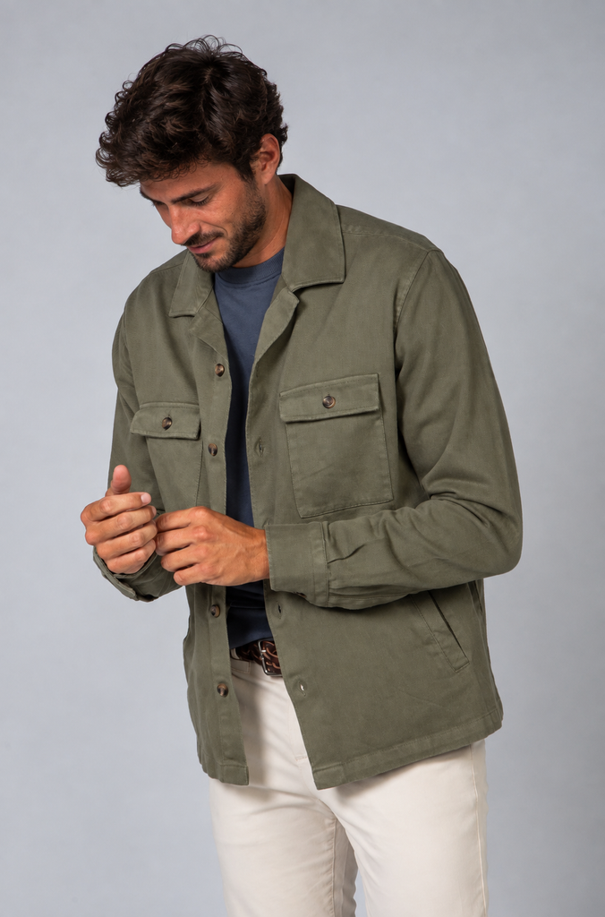 Sobrecamisa Sarga Tintada Verde