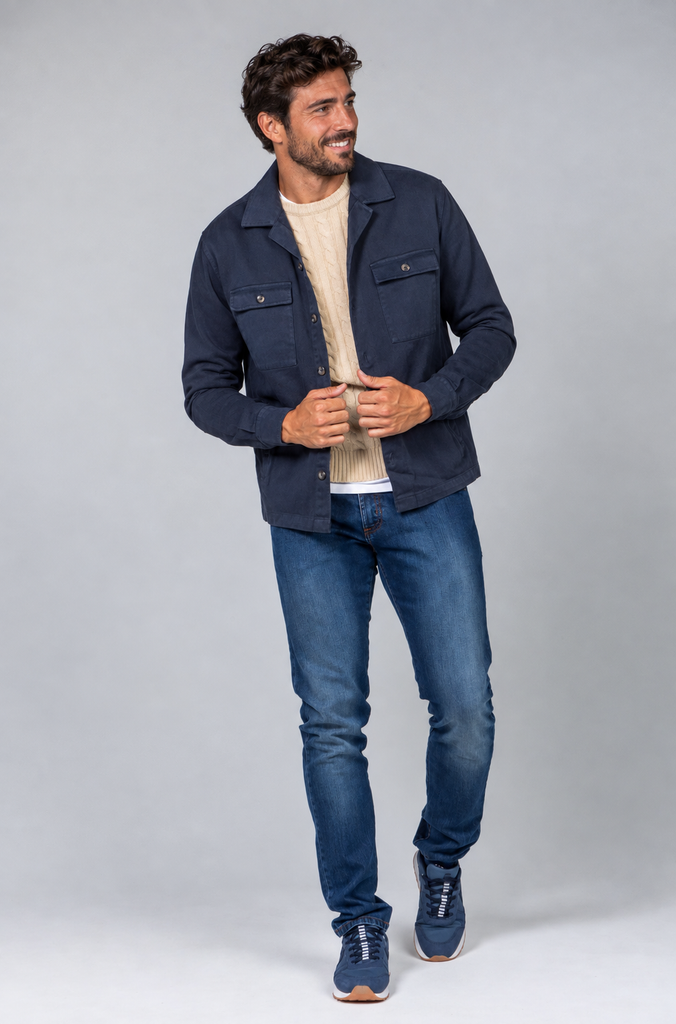 Sobrecamisa Sarga Tintada Marino