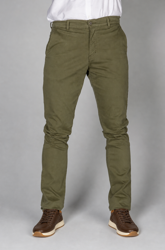 Pantalón Chino Sarga Verde Kaki