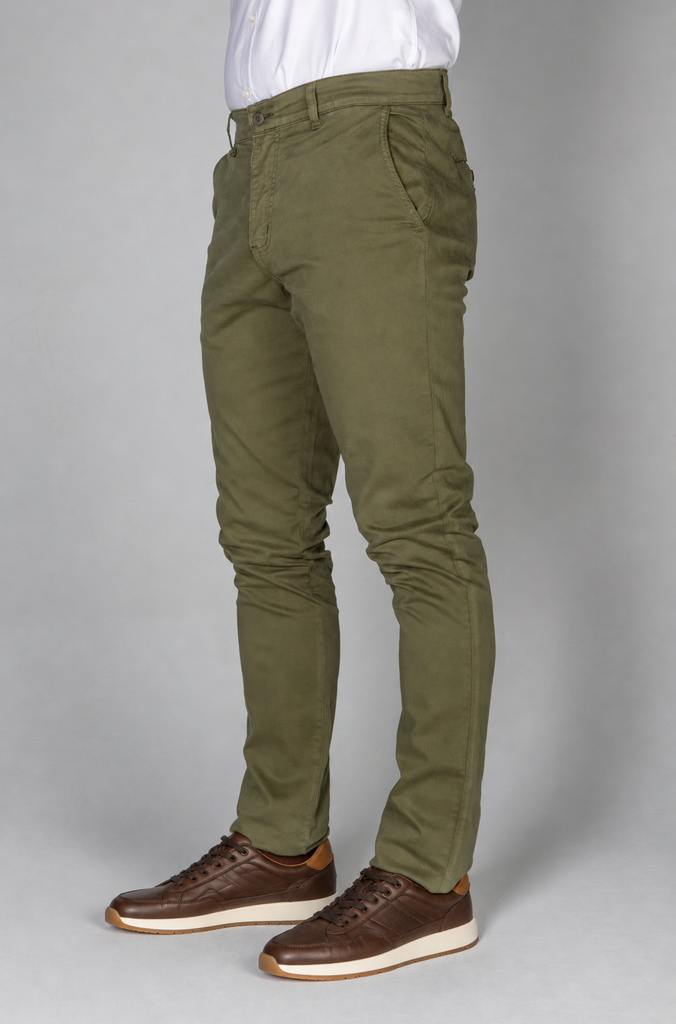Pantalón Chino Sarga Verde Kaki
