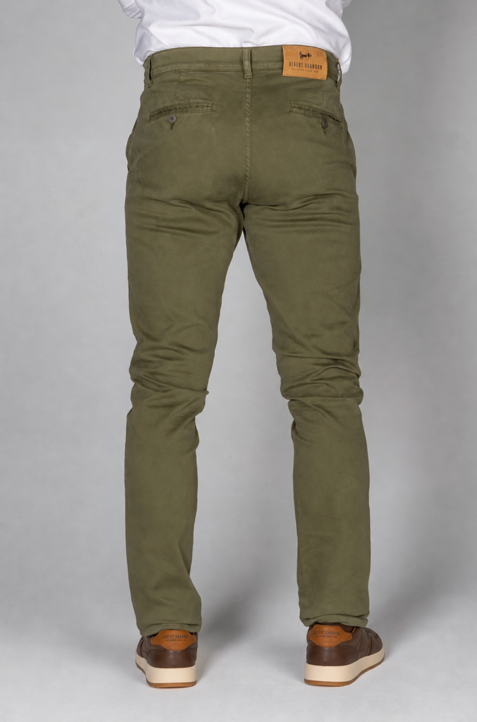 Pantalón Chino Sarga Verde Kaki