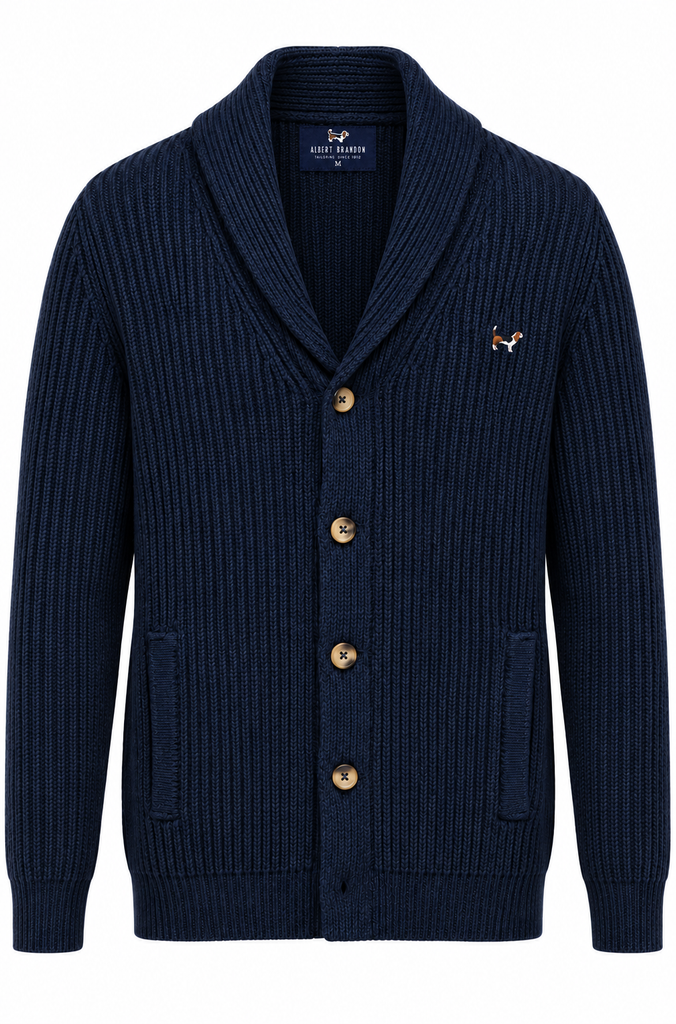 Chaqueta punto canalé botones marino