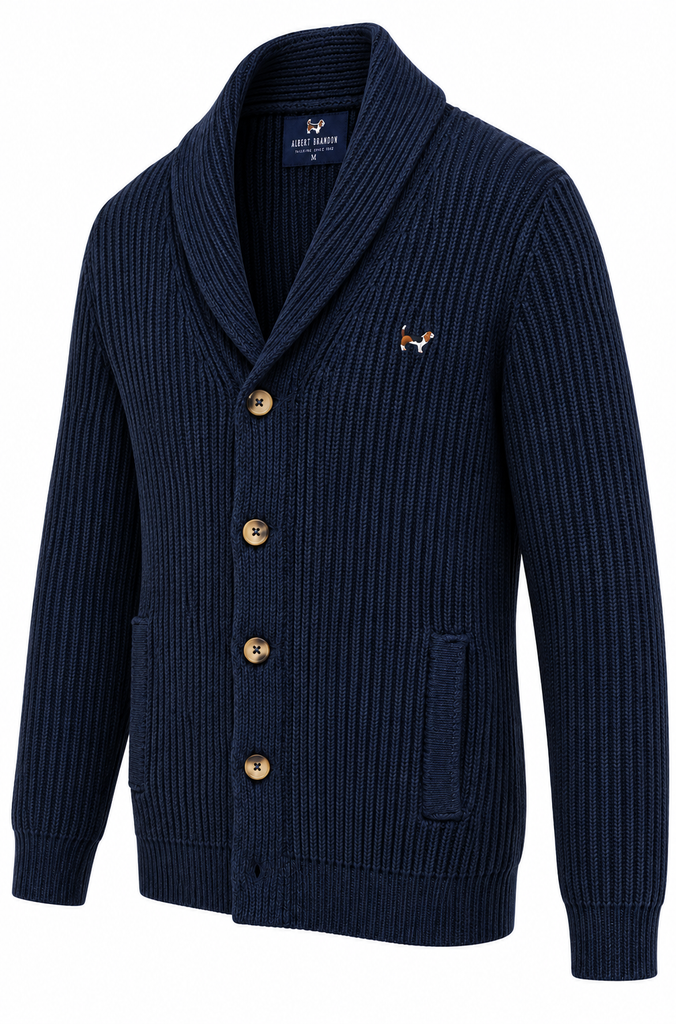 Chaqueta punto canalé botones marino