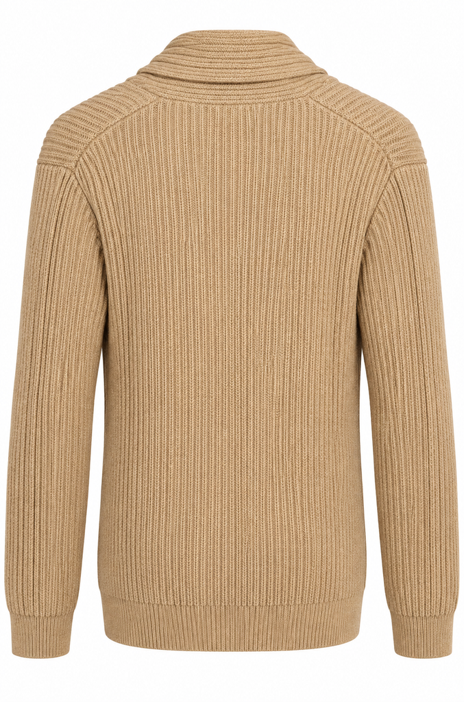 Chaqueta punto canalé botones beige