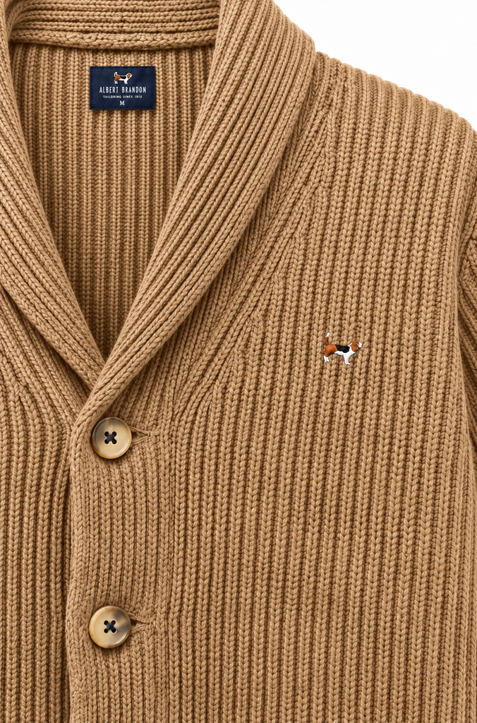 Chaqueta punto canalé botones beige