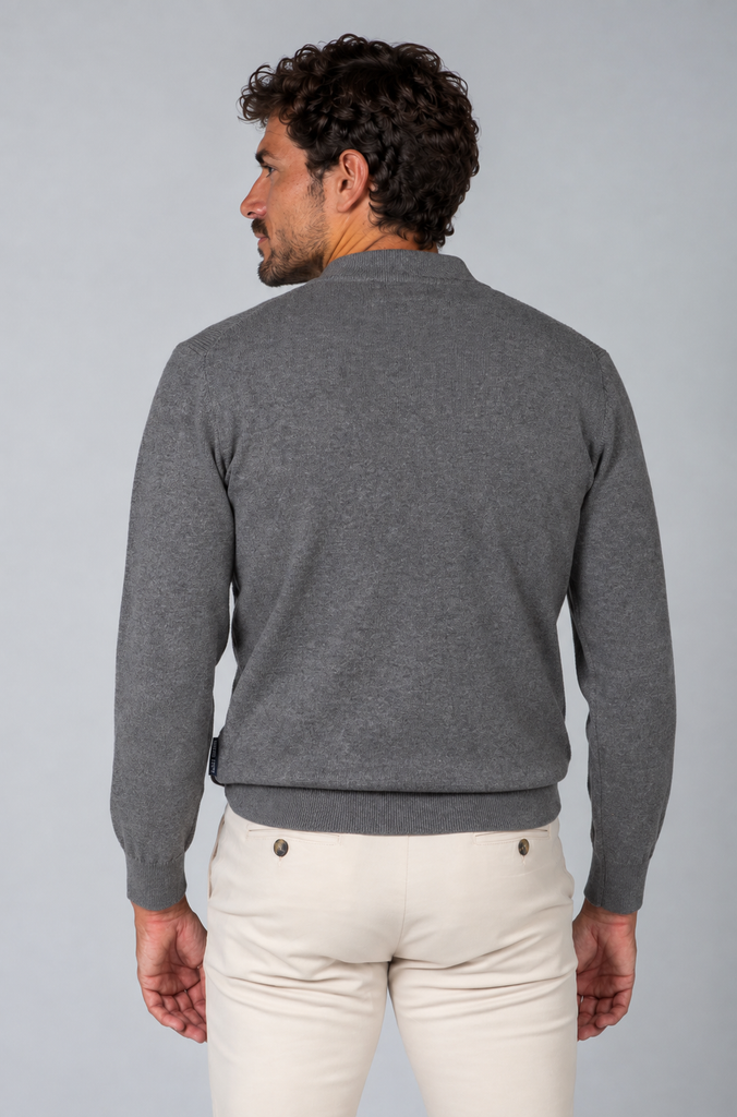 Jersey Estructura Cuello Zipper Gris Medio