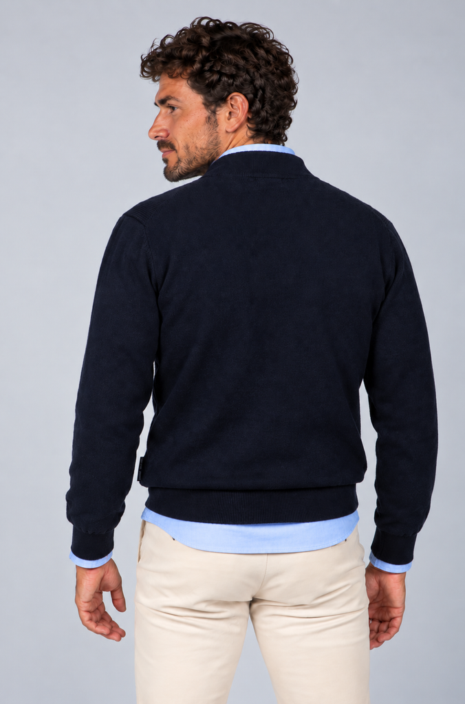Jersey Estructura Cuello Zipper Marino