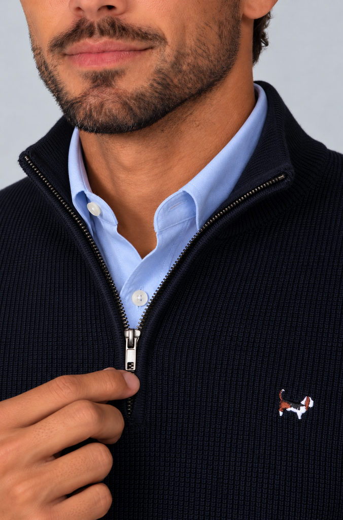 Jersey Estructura Cuello Zipper Marino