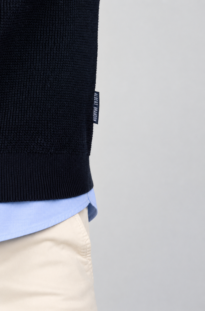 Jersey Estructura Cuello Zipper Marino