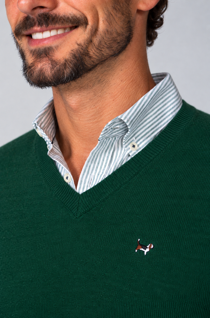 Jersey Básico cuello pico Verde Medio
