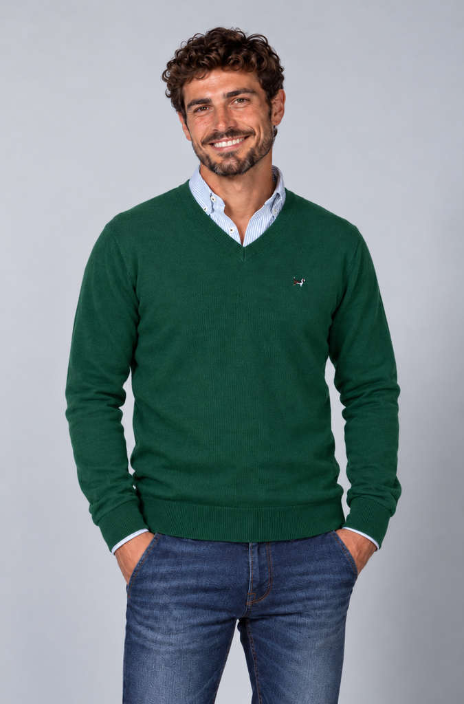 Jersey Básico cuello pico Verde Medio