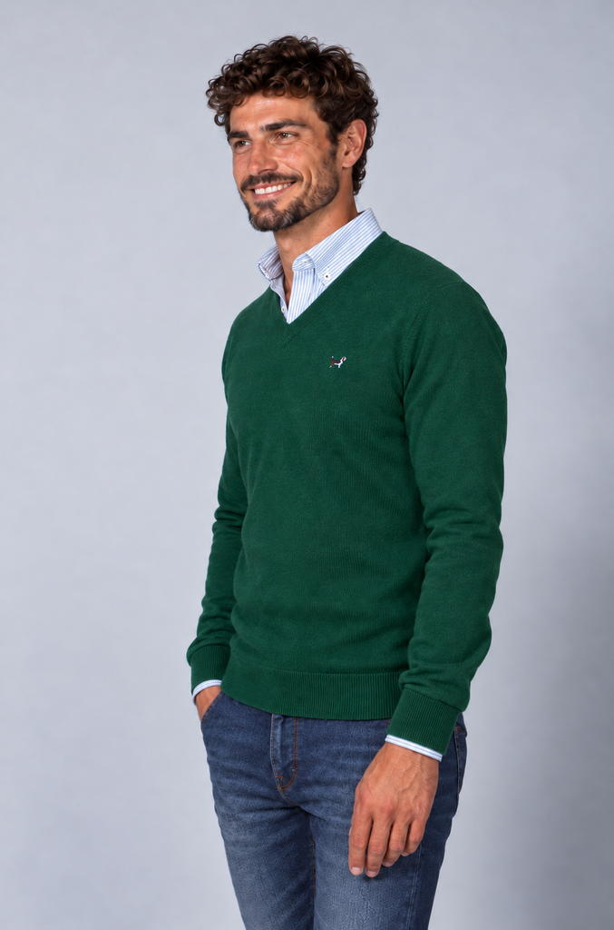 Jersey Básico cuello pico Verde Medio