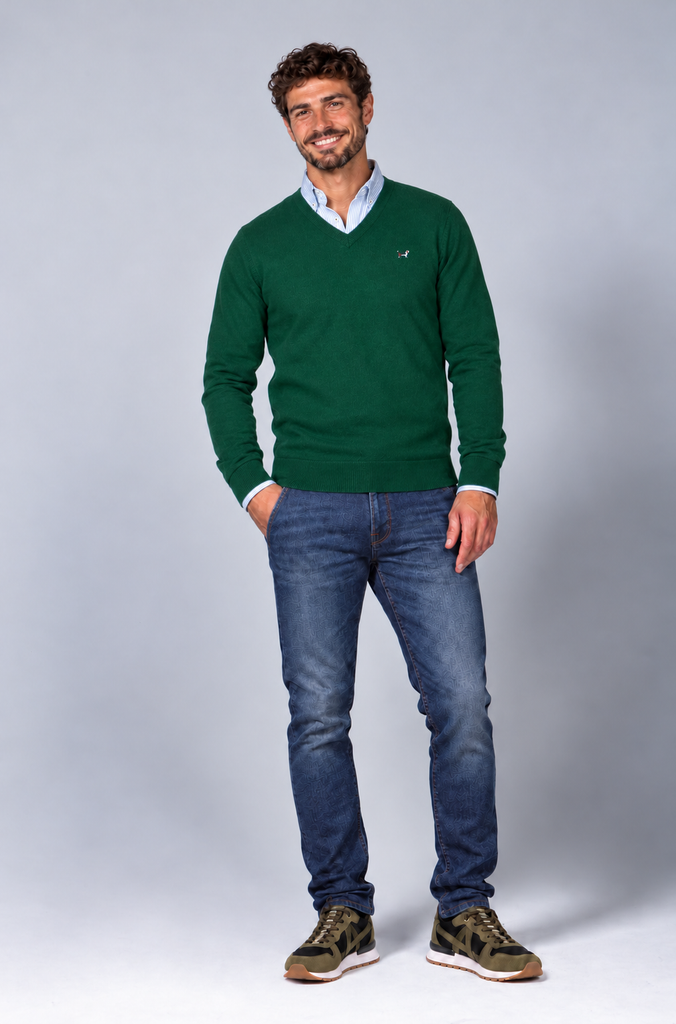 Jersey Básico cuello pico Verde Medio
