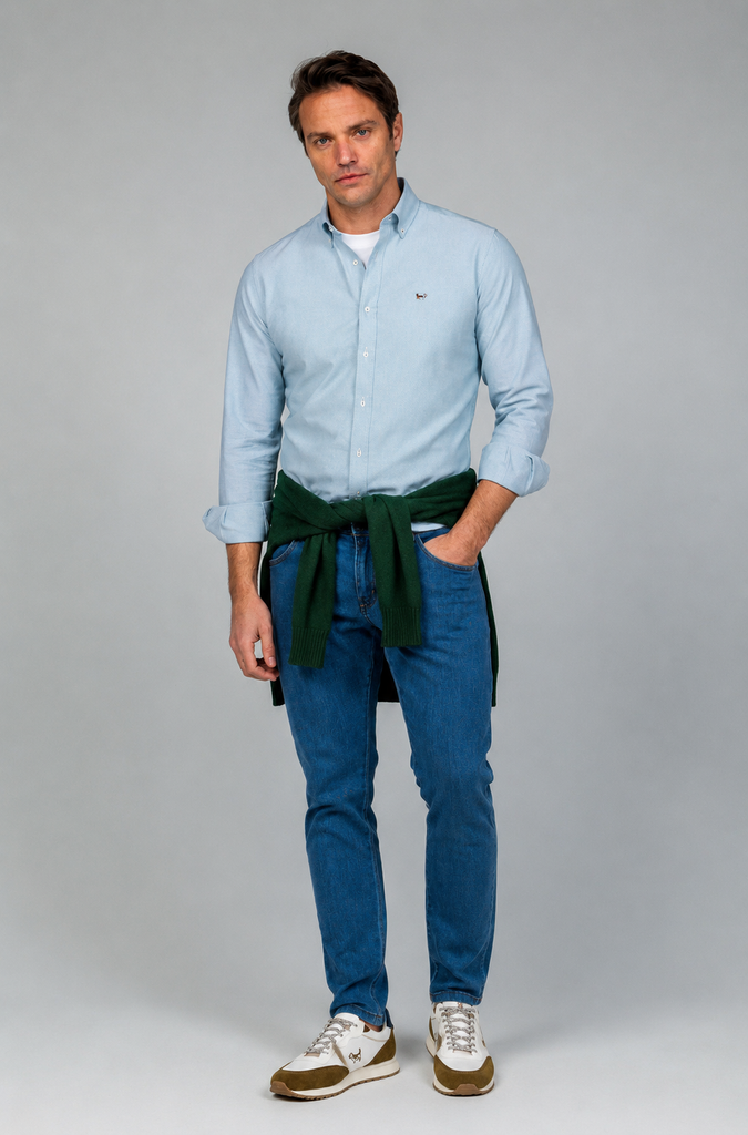 Camisa Oxford Liso Verde Claro