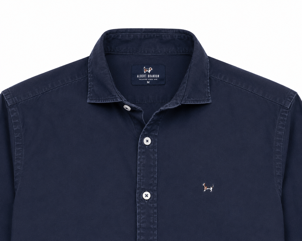 Camisa pique desgastada marino