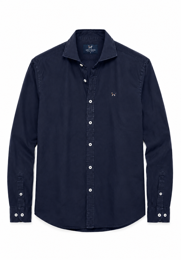 Camisa pique desgastada marino