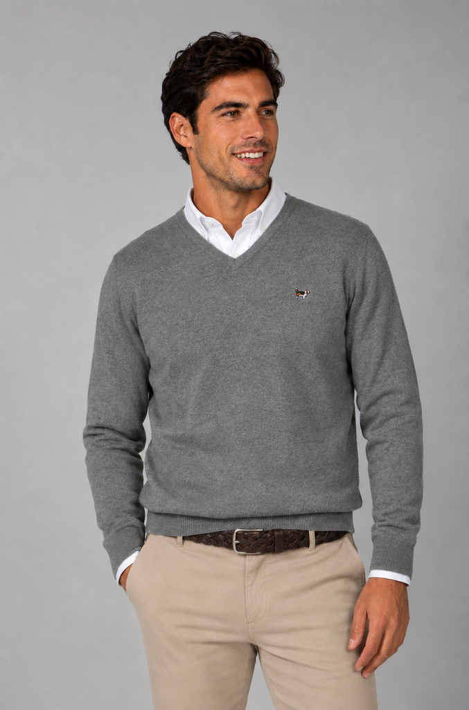 Jersey Básico cuello pico Gris Medio