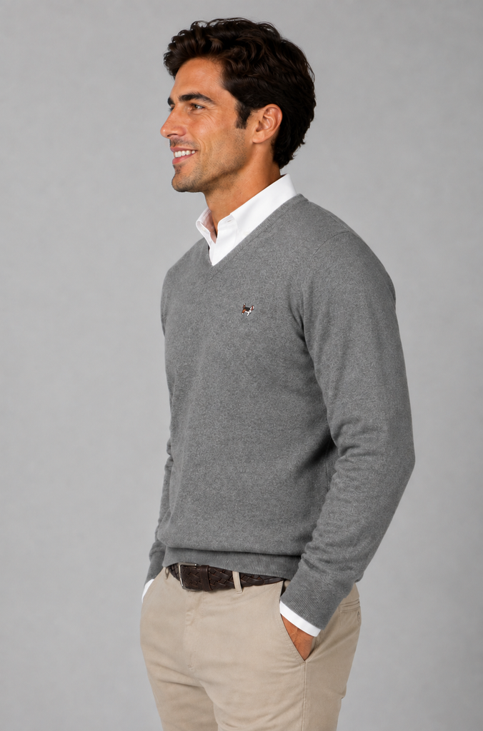 Jersey Básico cuello pico Gris Medio