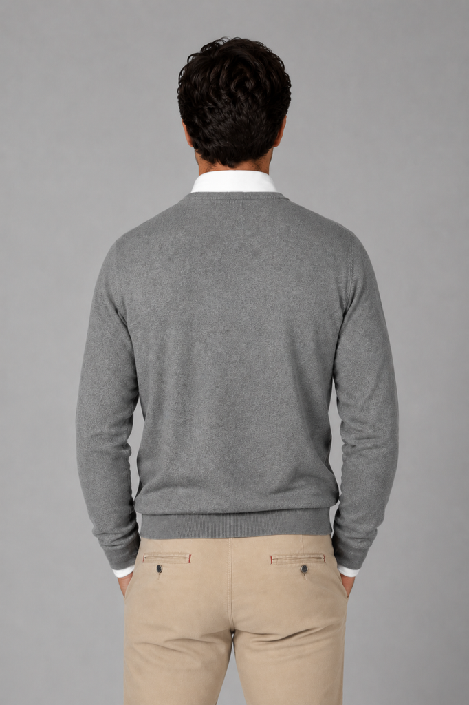 Jersey Básico cuello pico Gris Medio