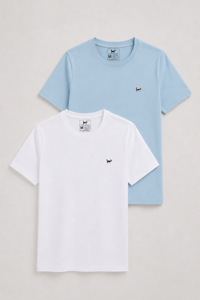 Pack camisetas básicas blanca y turquesa soft