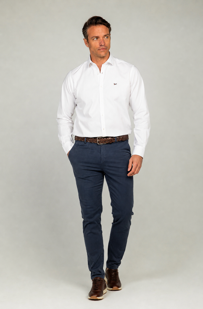Pantalón Chino Elástico Regular Marino