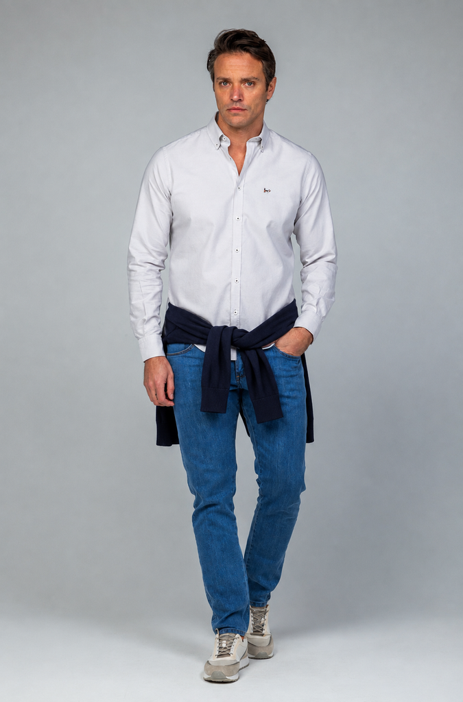 Camisa Oxford Liso Piedra
