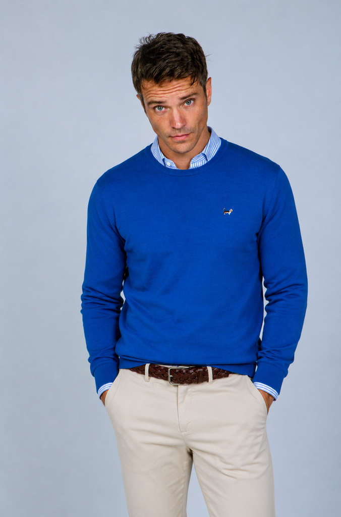 Jersey Liso Básico Cuello Caja Índigo