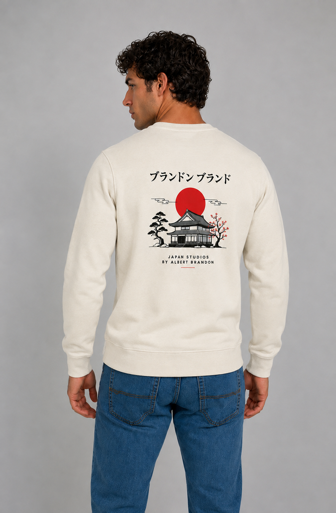 Sudadera Japan studios blanco roto.