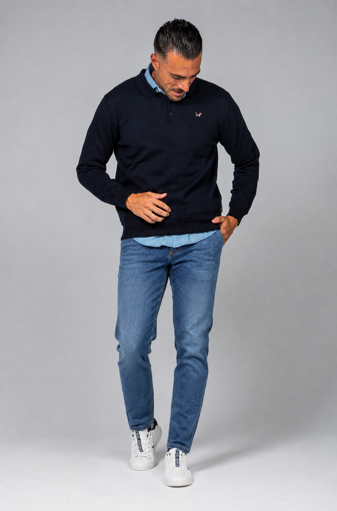 Jersey Básico Cuello Polo Marino