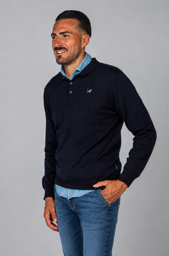 Jersey Básico Cuello Polo Marino