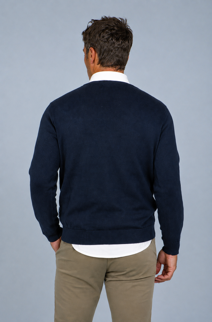 Jersey Liso Básico Cuello Pico Marino