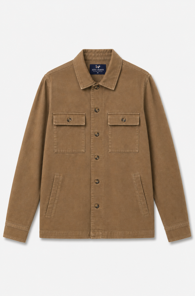 Sobrecamisa Sarga Tintada Marrón Medio