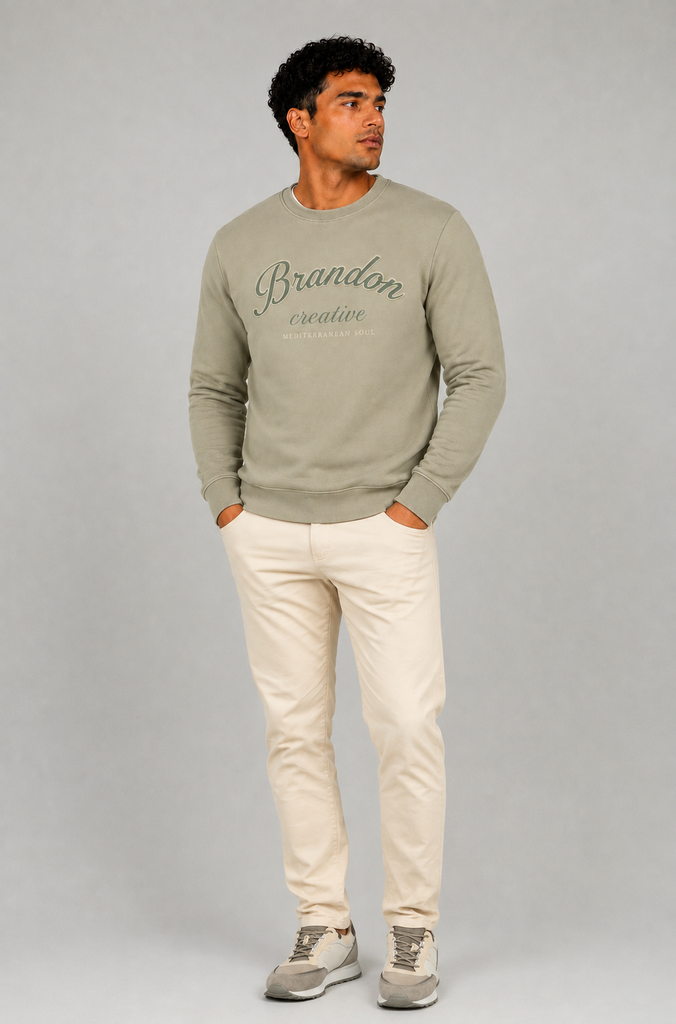 Sudadera vintage brandon creative kaki bajo