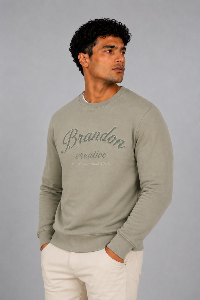 Sudadera vintage brandon creative kaki bajo