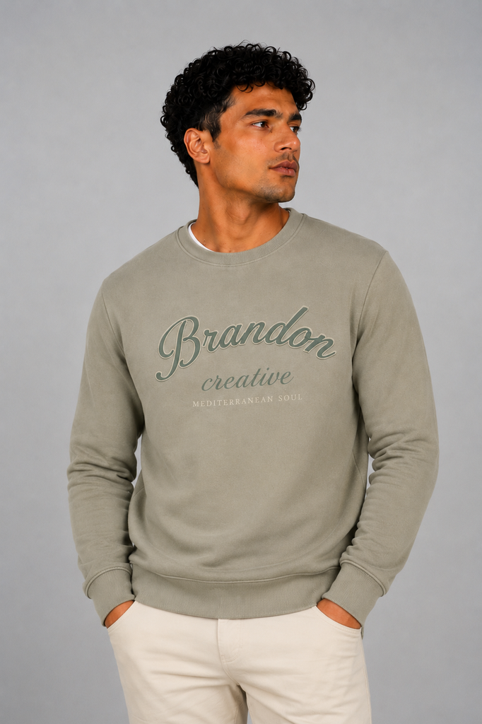 Sudadera vintage brandon creative kaki bajo