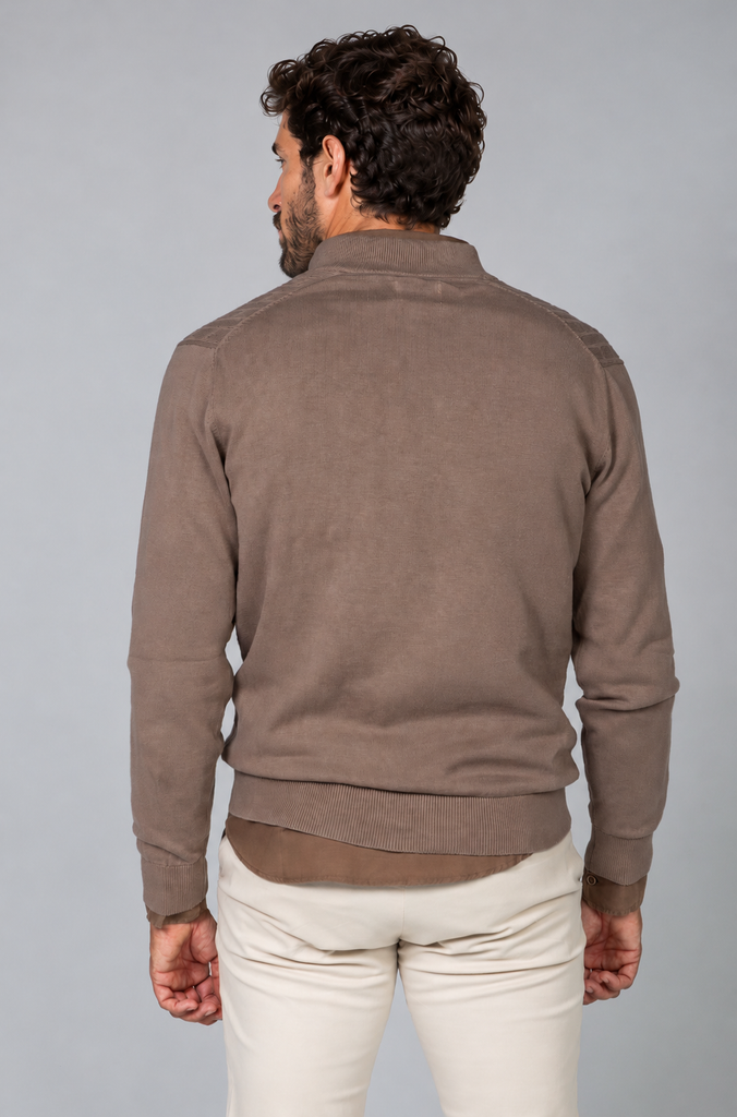 Jersey Ochos Cuello Zipper Beige