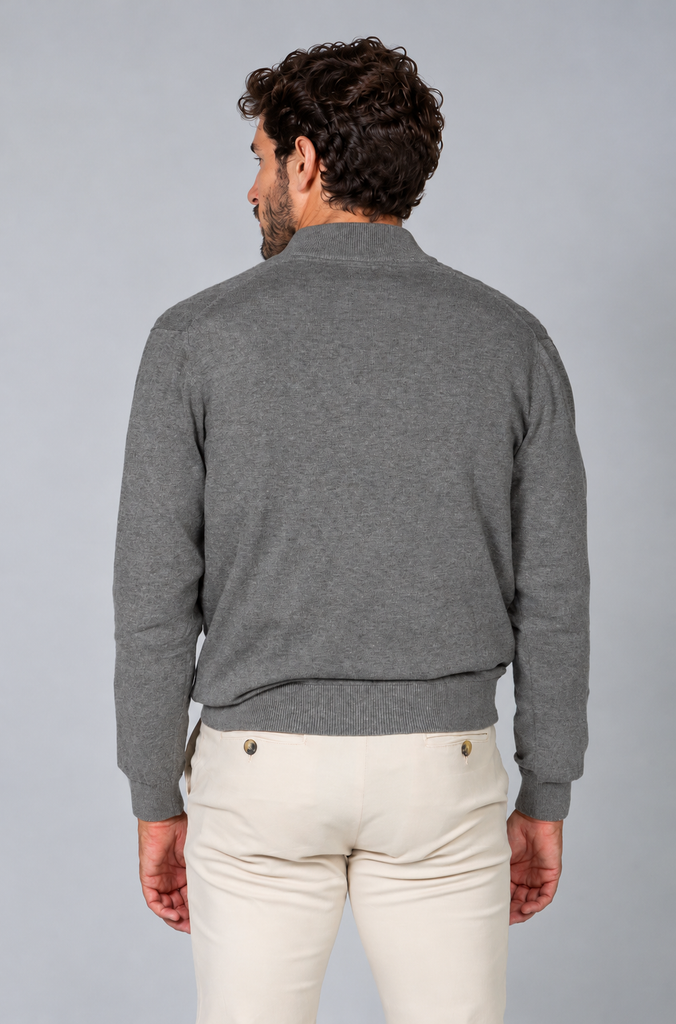 Jersey Ochos Cuello Zipper Gris Medio