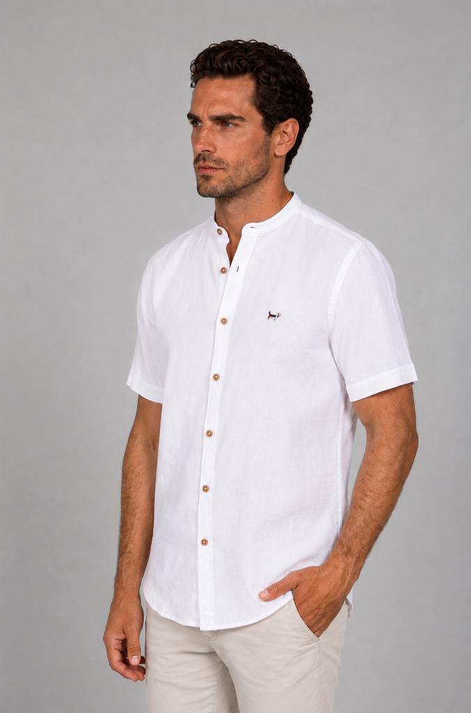 Camisa Seersuker Manga Corta Blanco