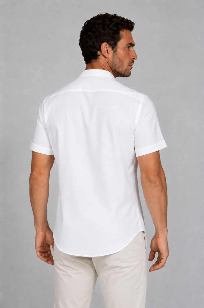 Camisa Seersuker Manga Corta Blanco