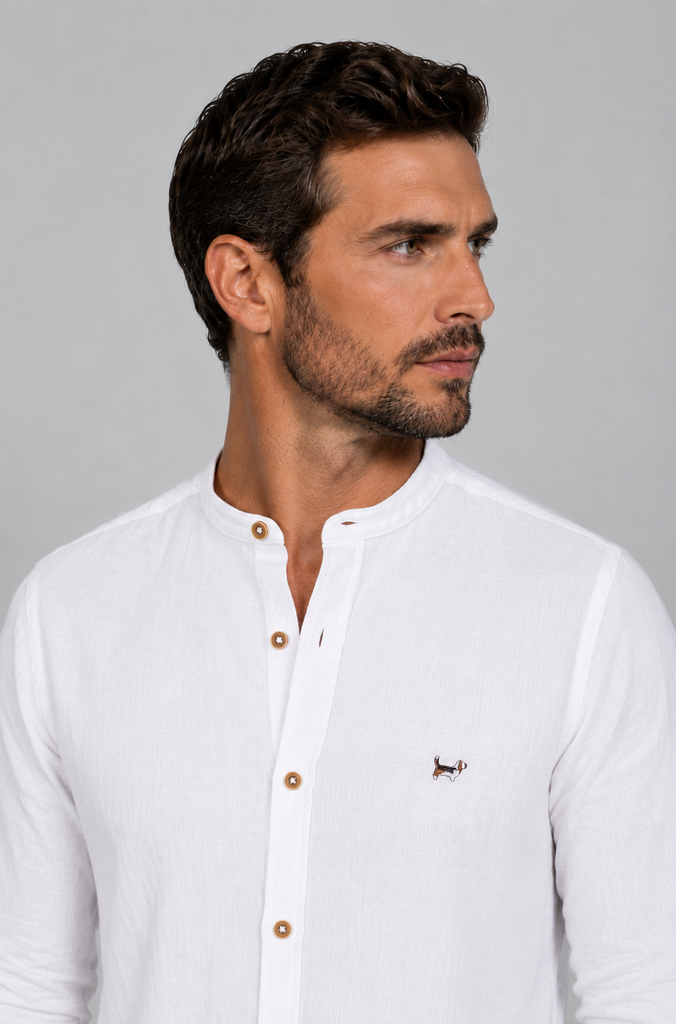 Camisa Seersuker Manga Corta Blanco