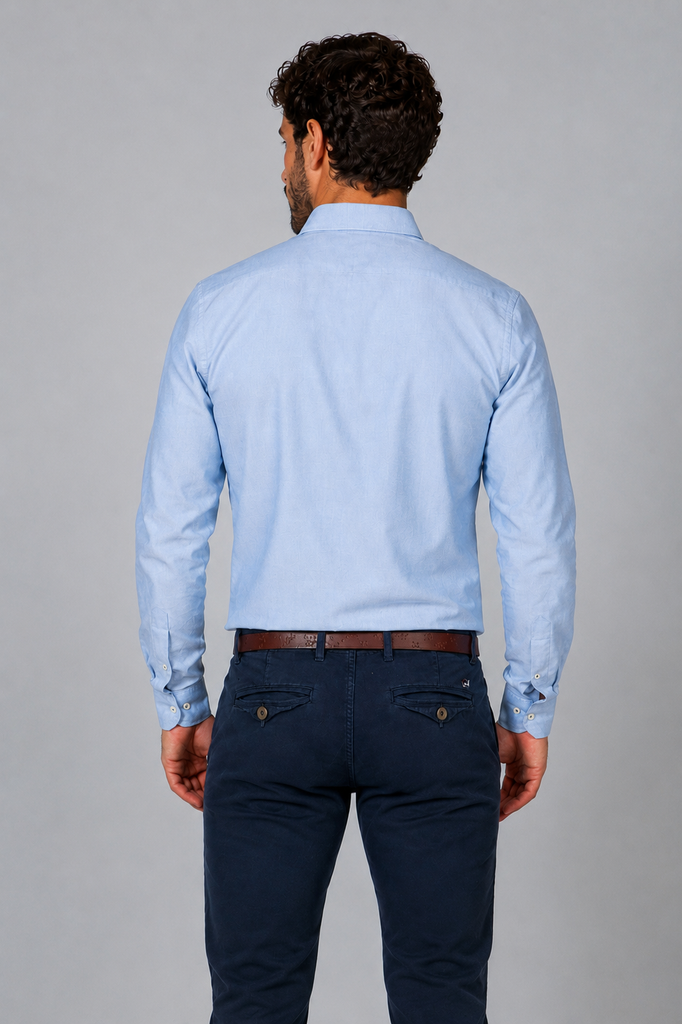 Camisa Oxford Liso Azul Petróleo