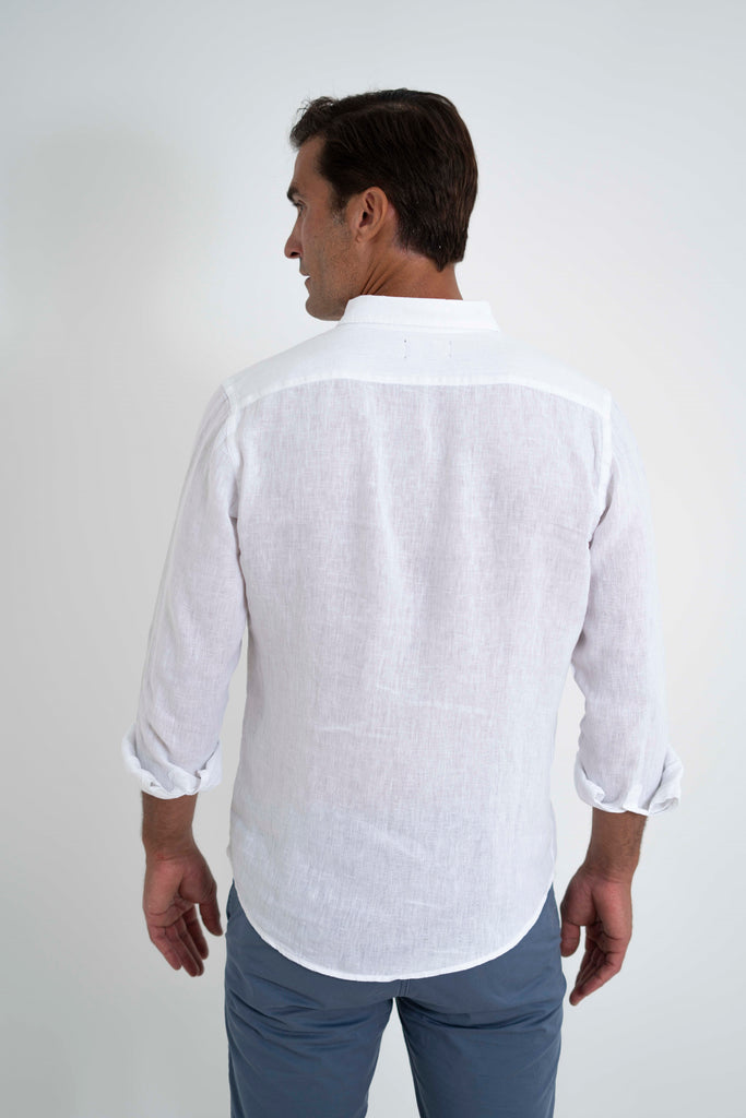 Camisa Milano Premium 100% Lino Blanco