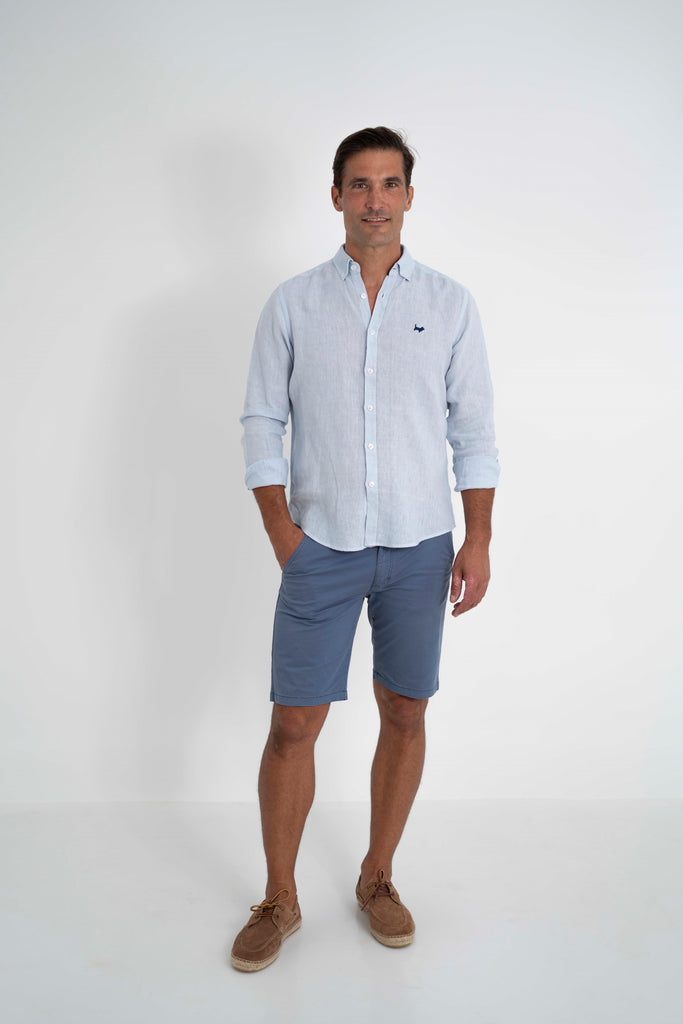 Camisa Milano Premium 100% Lino Celeste